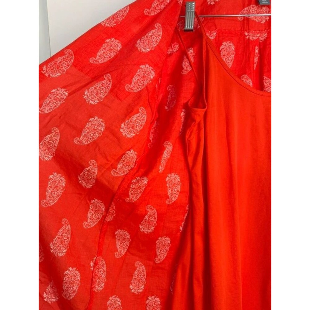 Old Navy Petite Red Paisley Button Front Tunic Blouse with Attached Cami Size M - Picture 10 of 11
